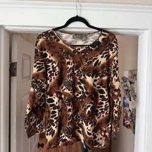 Jane Ashley vintage leopard print 100% cotton shirt